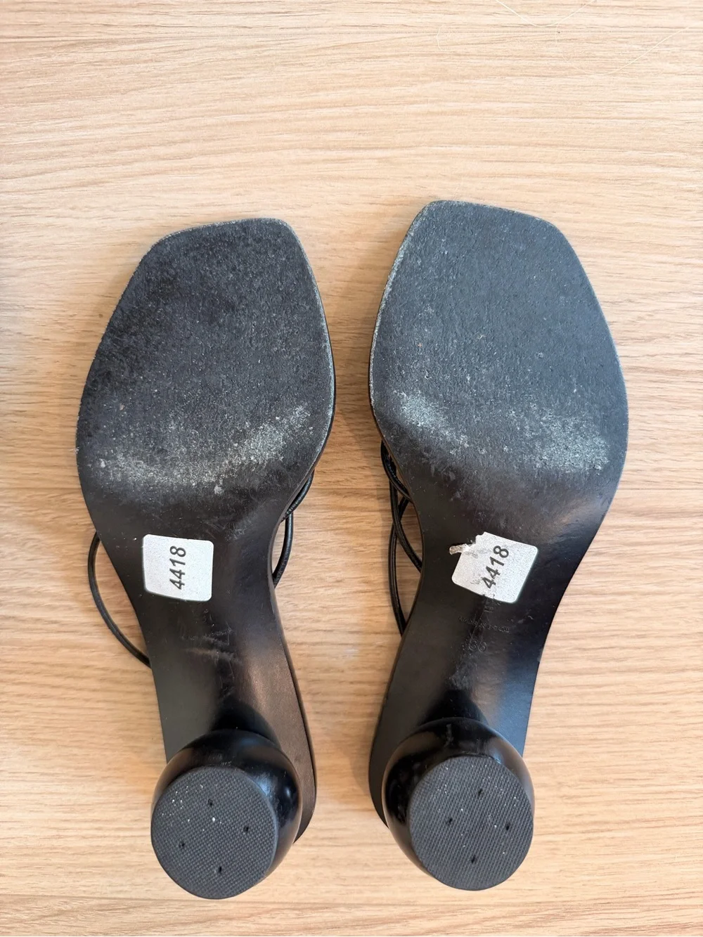 cult gaia Black Minimalist Strappy Square-Toe Heels